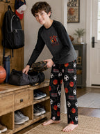 Beezizac boys pajama set — Grey‑Black Raglan Play The Game Multi‑Sport
