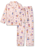 Beezizac girls pajama set - Pink Lilac Slumber Party Capybara (Long Sleeve & Long Pant)