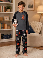 Beezizac boys pajama set — Grey‑Black Raglan Play The Game Multi‑Sport