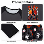 Beezizac boys pajama set — Grey‑Black Raglan Play The Game Multi‑Sport