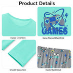 Beezizac boys pajama set — Mint‑Grey Game Controller & Play Games