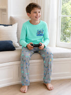 Beezizac boys pajama set — Mint‑Grey Game Controller & Play Games