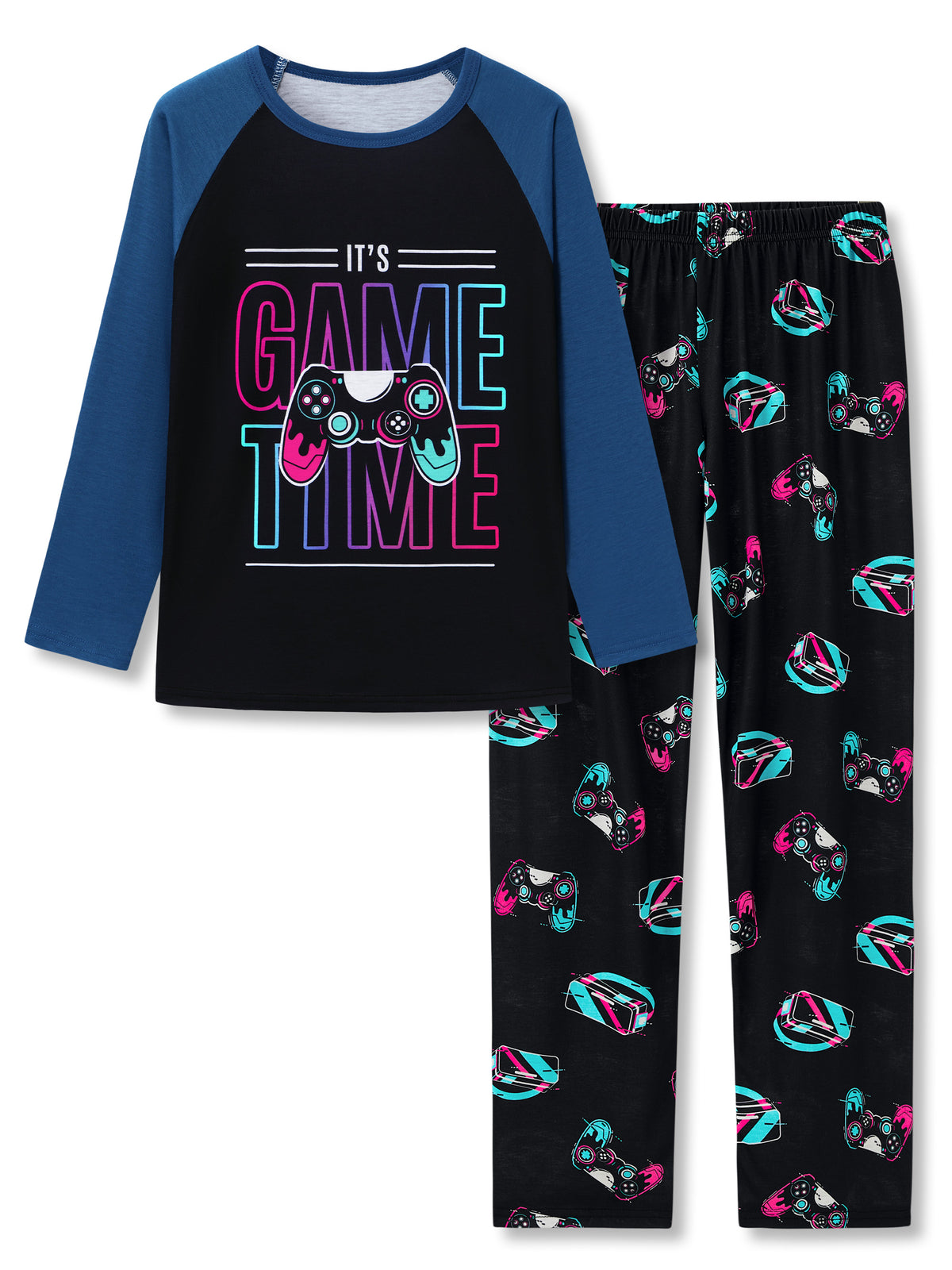 Beezizac boys pajama set — Black‑Navy Game Controller & VR