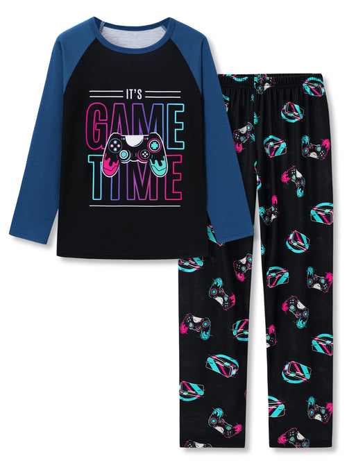 Beezizac boys pajama set — Black‑Navy Game Controller & VR